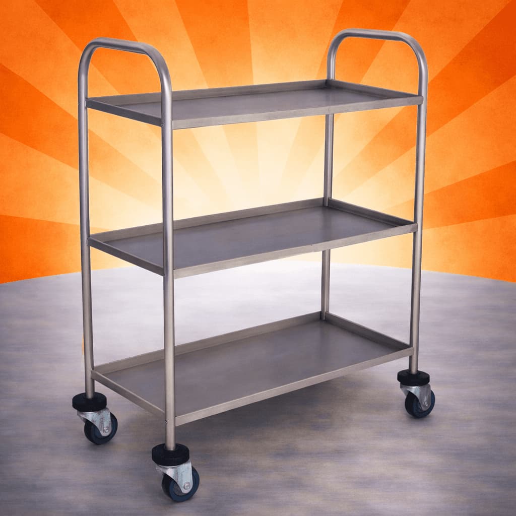 stainless steel crockery trolley